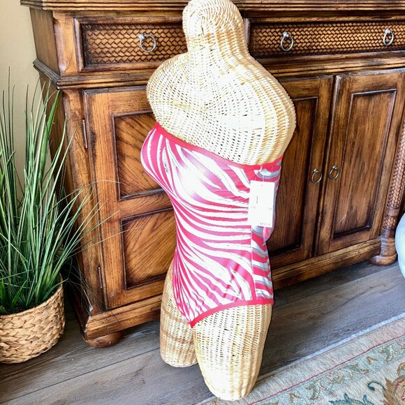 NWT Michael Kors Bandeau One-Piece Swimsuit in Zebra Print Size 10 - Picture 3 of 10